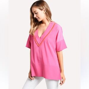 Crosby by Mollie Birch Sz L Suzie Tunic - Pink with pink/orange fringe